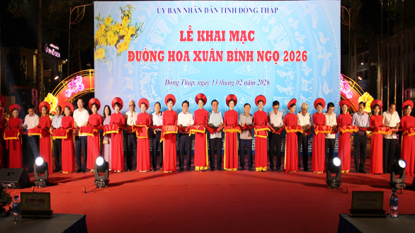 Đường hoa tại phường Cao Lãnh chính thức khai mạc mừng xuân Bính Ngọ