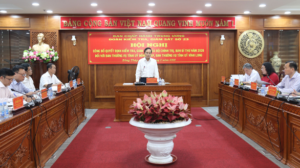 Công bố Quyết định kiểm tra, giám sát BTV Tỉnh ủy Đồng Tháp, Vĩnh Long