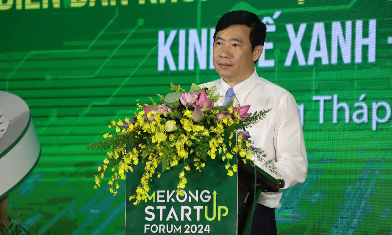 Chủ tịch UBND Tỉnh Phạm Thiện Nghĩa phát biểu tại Phiên toàn thể Diễn đàn Khởi nghiệp Đồng bằng sông Cửu Long – Lần 2 năm 2024